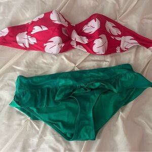 Disney Lilo & Stitch Leaf Print Halter Swim Suit (Top and bottom)